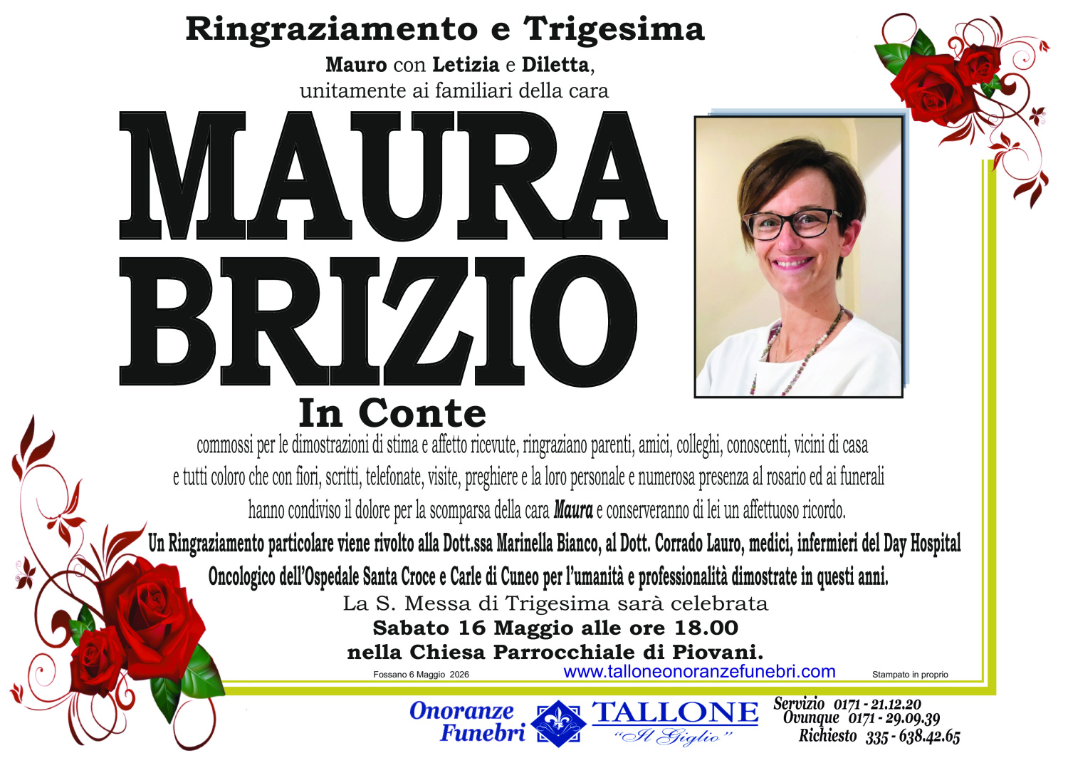 <br />
<b>Warning</b>:  Undefined variable $info in <b>/home/tallone/public_html/ringraziamenti.php</b> on line <b>68</b><br />
Maura Brizio
